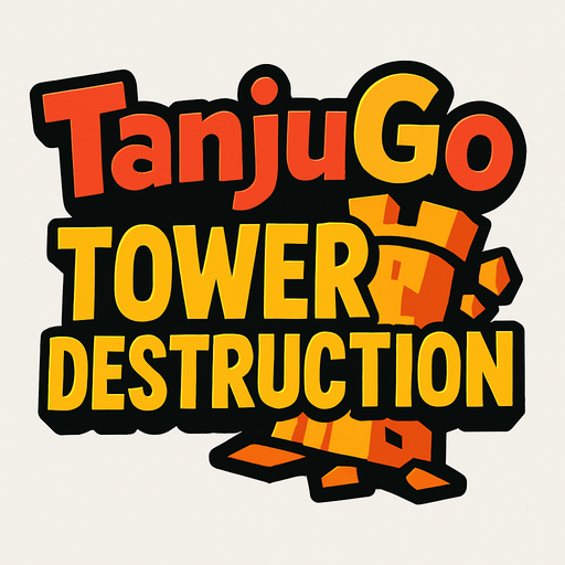 "TanjuGo" 
"Tower Destruction" text logo.
In-Game asset.  2d.  High contrast.  No shadows
