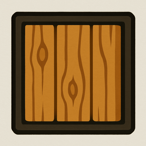 A Wooden square tile with dark borders.
In-Game asset.  2d.  High contrast.  No shadows