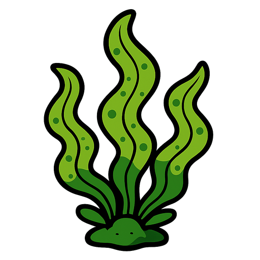 green seaweet comic 2d image style.
In-Game asset.  2d.  High contrast.  No shadows