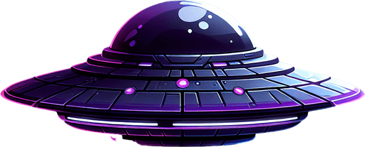 shiny purple and black attack ufo..
Single Game Texture.  In-Game asset.  2d.  Blank background.  High contrast.  No shadows