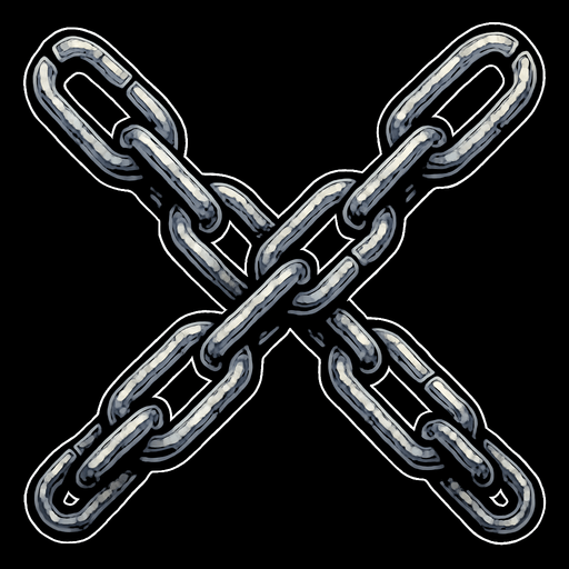 Metal chains in x shape.
In-Game asset.  High contrast.  No shadows
