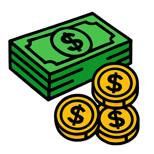 money.
In-Game asset.  2d.  High contrast.  No shadows