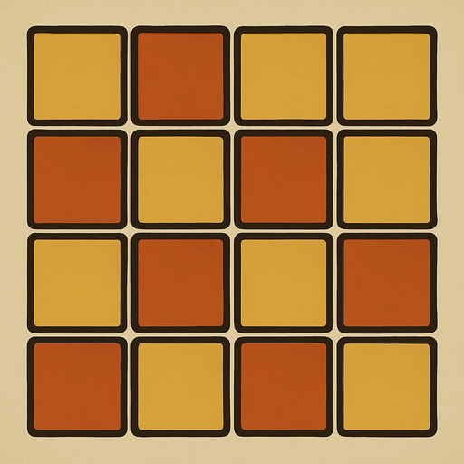 A 4x5 grid in professor Layton game  style.
In-Game asset.  2d.  High contrast.  No shadows