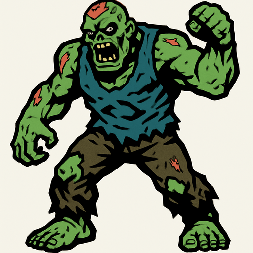 Tough zombie.
In-Game asset.  2d.  High contrast.  No shadows