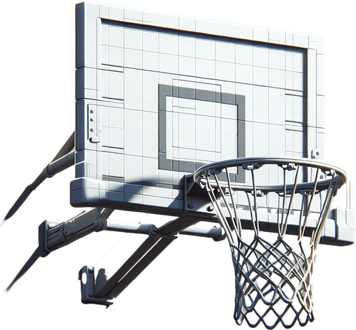 basketball hoop.
Single Game Texture. In-Game asset. 2d. Blank background. High contrast. No shadows.