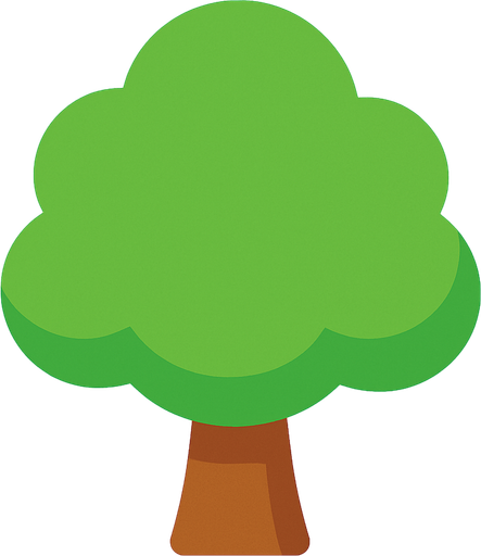 a single simple kawaii tree without outlines and no face, for a non-distracting game background.
In-Game asset.  2d.  High contrast.  No shadows