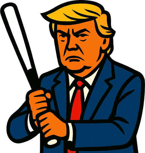 donald trump con bate de beisbol.
In-Game asset.  2d.  High contrast.  No shadows