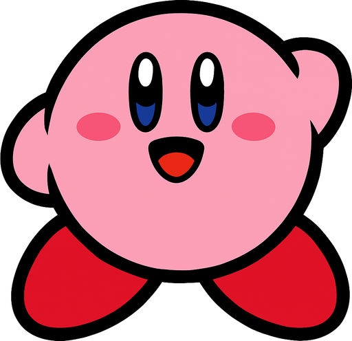 Kirby.
In-Game asset.  2d.  High contrast.  No shadows