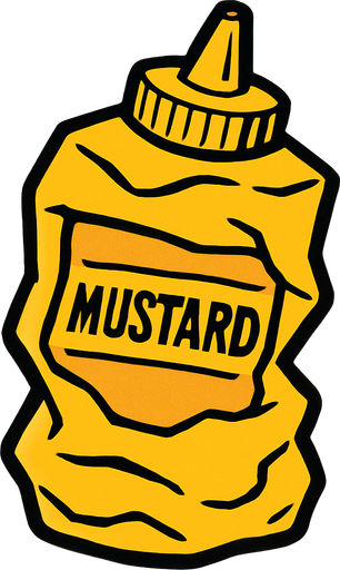 crushed mustard bottle.
In-Game asset.  2d.  High contrast.  No shadows