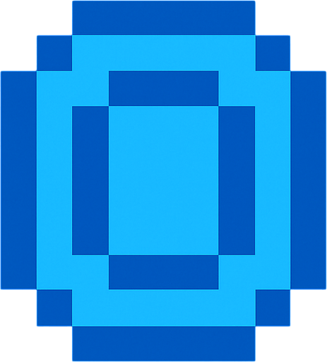 3x3 pixel blue coin.
In-Game asset.  2d.  High contrast.  No shadows. Pixel art. retro arcade