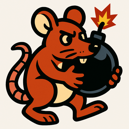 bomberRat.
In-Game asset.  2d.  High contrast.  No shadows