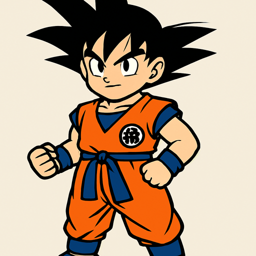 Goku.
In-Game asset.  2d.  High contrast.  No shadows