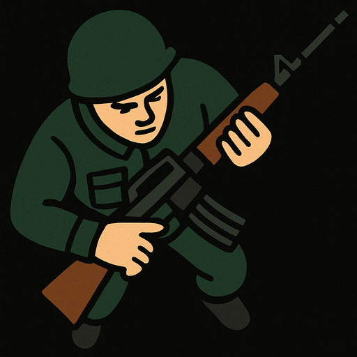 Make it view from sky and change color of rifle to black and brown