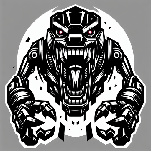 Rabid Robot Dog.
Single Game Texture. In-Game asset. 2d. Blank background. High contrast. No shadows.