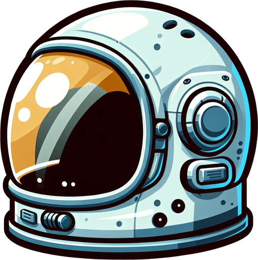 An astronauts helmet. Side profile. Cartoon..
Single Game Texture.  In-Game asset.  2d.  Blank background.  High contrast.  No shadows