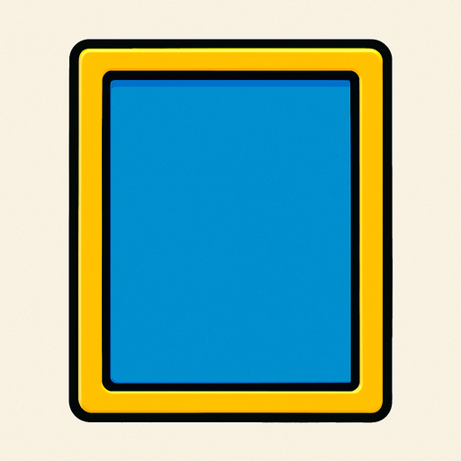 mavi sarı renkte kenarlaı düz dörtken olan bir kart ve ya çercive.
In-Game asset.  2d.  High contrast.  No shadows