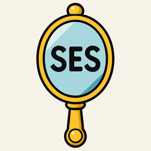 Draw the magic mirror from Doraemon, and write "SES" on it..
In-Game asset.  2d.  High contrast.  No shadows