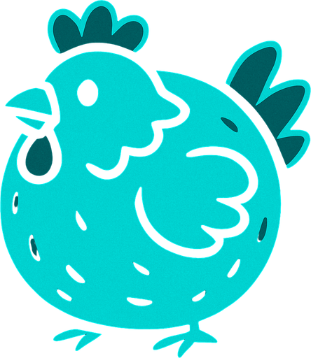 cyan chicken ball.
In-Game asset.  2d.  High contrast.  No shadows