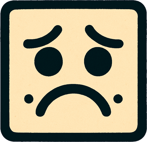 sad square.
In-Game asset.  2d.  High contrast.  No shadows