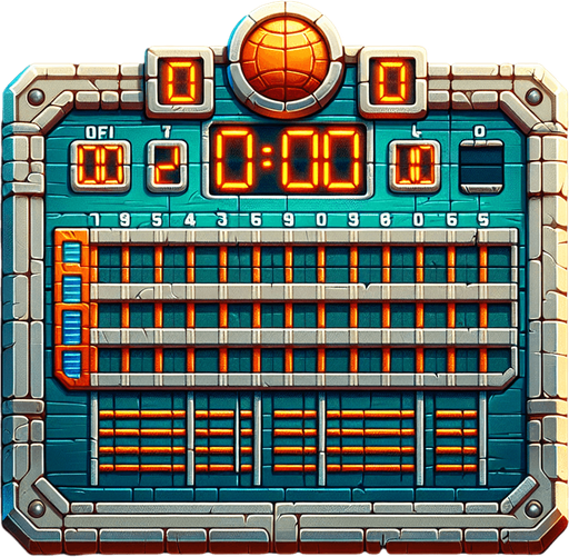 score board.
Single Game Texture. In-Game asset. 2d. Blank background. High contrast. No shadows.