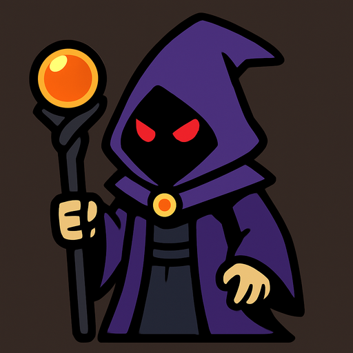 dark wizard 2d in game asset.
In-Game asset.  2d.  High contrast.  No shadows