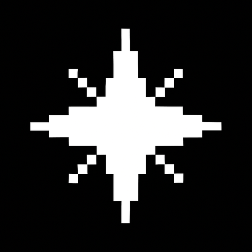 Estrella blanca en pixel art.
In-Game asset.  2d.  High contrast.  No shadows
