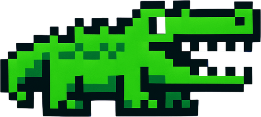 Crocodile pixel.
In-Game asset.  2d.  High contrast.  No shadows