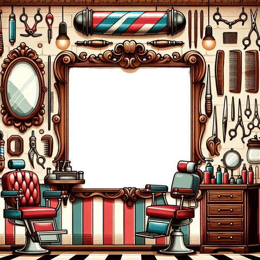 100x140 barber background.
Single Game Texture.  In-Game asset.  2d.  Blank background.  High contrast.  No shadows