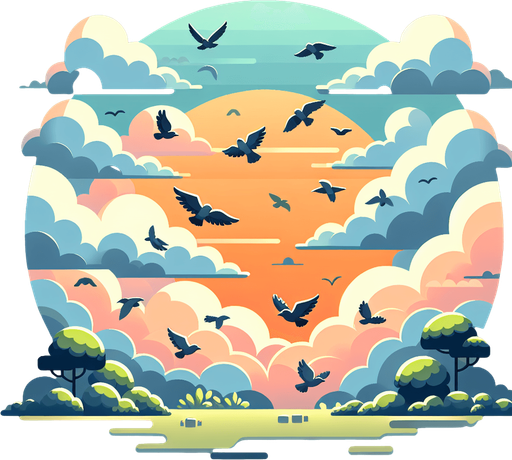 guzel 2d bir arka plan bulutlu havalar arkada ucan kuslar ve bu 2d olucak.
Single Game Texture.  In-Game asset.  2d.  Blank background.  High contrast.  No shadows. 2d