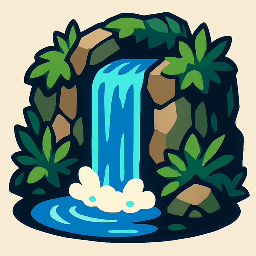 hiddenWaterfall.
In-Game asset.  2d.  High contrast.  No shadows