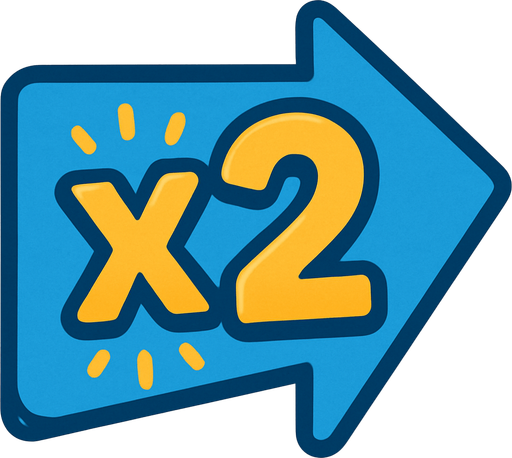 X2 signal.
In-Game asset.  2d.  No shadows. cartoon. simple