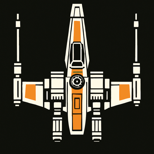 Una nave de Star wars mirada desde arriba.
In-Game asset.  2d.  High contrast.  No shadows