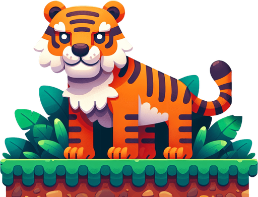 Tiger.
Single Game Texture.  In-Game asset.  2d.  Blank background.  No shadows