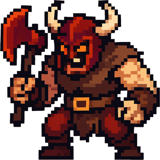 berserquer de pixeles.
In-Game asset.  2d.  High contrast.  No shadows
