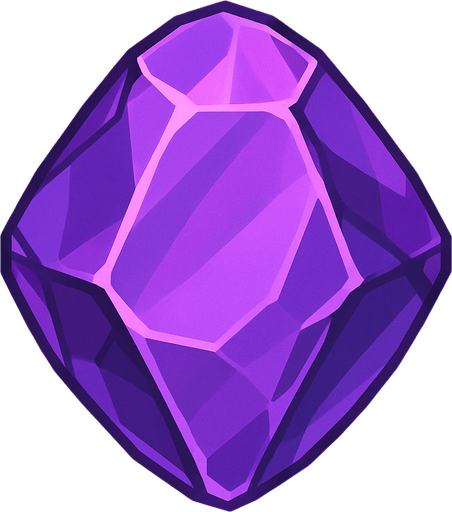 a purple gem not a diamond realistic.
In-Game asset.  2d.  High contrast.  No shadows