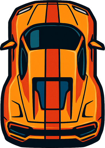 üstden çekilmiş sport araba.
In-Game asset.  2d.  High contrast.  No shadows