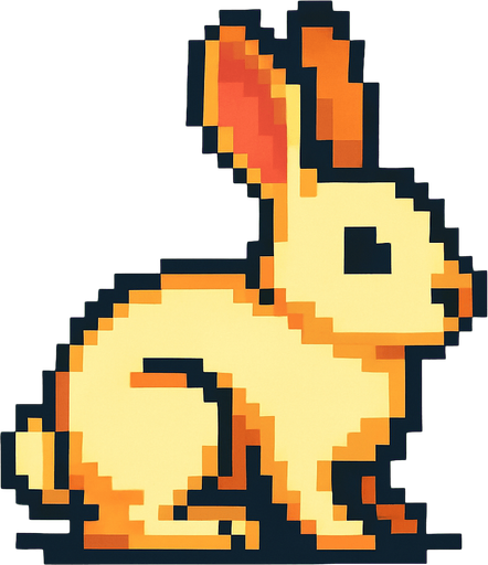 Pixel Rabbit.
In-Game asset.  2d.  High contrast.  No shadows