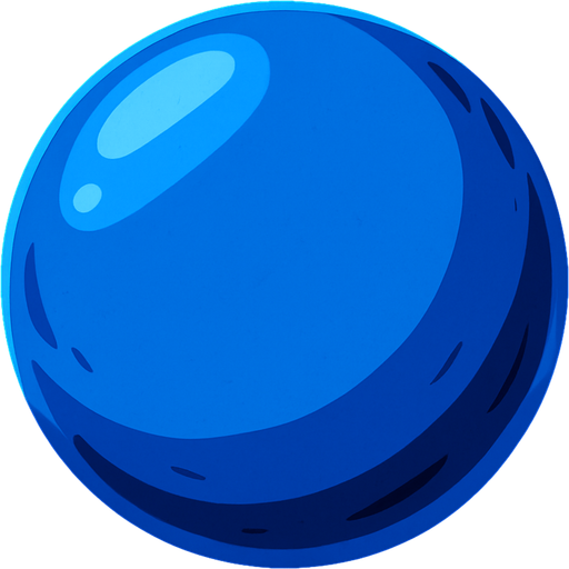 a blue ball  (no de deporte solo una pelota azul).
In-Game asset.  2d.  High contrast.  No shadows