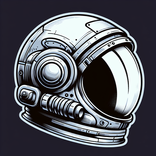 An astronauts helmet. Side profile. Cartoon..
Single Game Texture.  In-Game asset.  2d.  Blank background.  High contrast.  No shadows