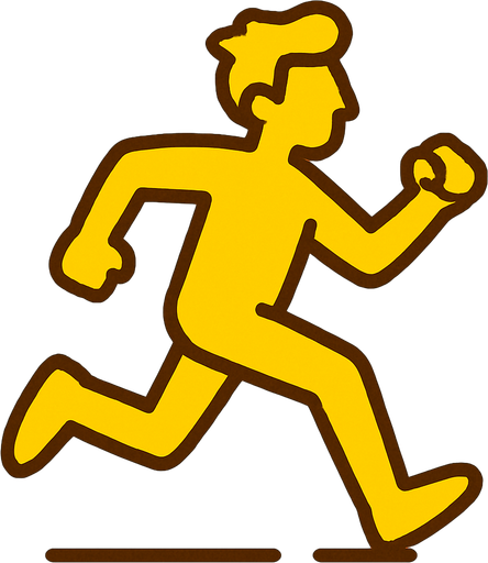 yellow runner running.
In-Game asset.  2d.  High contrast.  No shadows