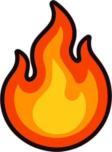toony basic flame.
In-Game asset.  2d.  High contrast.  No shadows