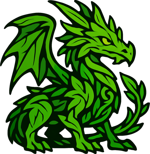 Dragon végétal.
In-Game asset.  2d.  High contrast.  No shadows