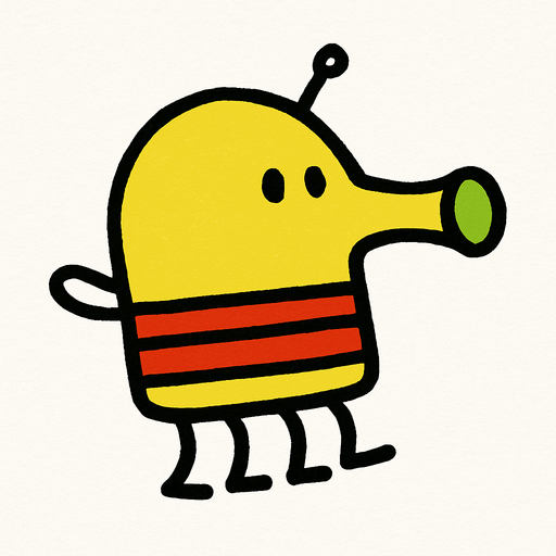 2D classic doodle jump character.
In-Game asset.  2d.  High contrast.  No shadows