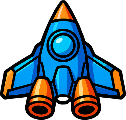 Uzay aracı.
In-Game asset.  2d.  High contrast.  No shadows