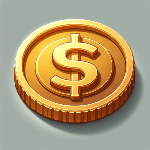 2D coin.
Single Game Texture.  In-Game asset.  2d.  Blank background.  High contrast.  No shadows