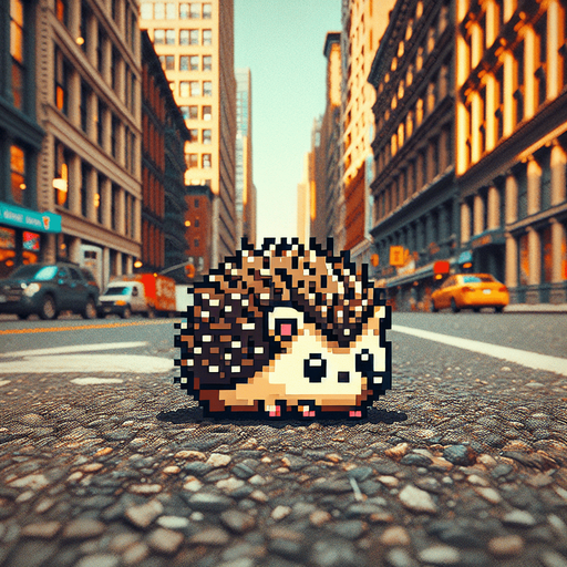 a hedgehog on a street.
video game sprite