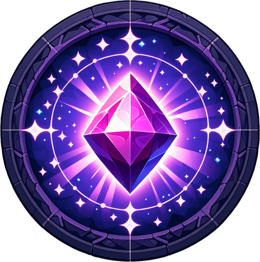 Magic, purple gem.
Single Game Texture. In-Game asset. 2d. Blank background. High contrast. No shadows.