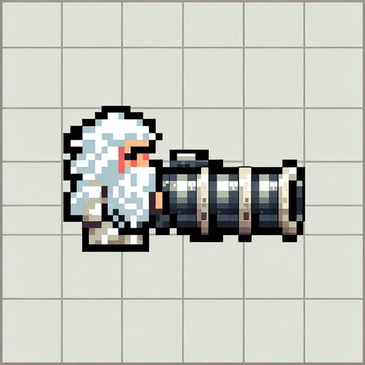 a top view of a 16 bit sprite santa with a bazooka Single Game Texture. In-Game asset. 2d. Blank background. High contrast. No shadows.