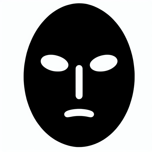 a black oval with a harrased face.