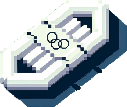 white olympic raft seen directly from above. bird-eye view. pixelated..
Single Game Texture. In-Game asset. 2d. Blank background. High contrast. No shadows.